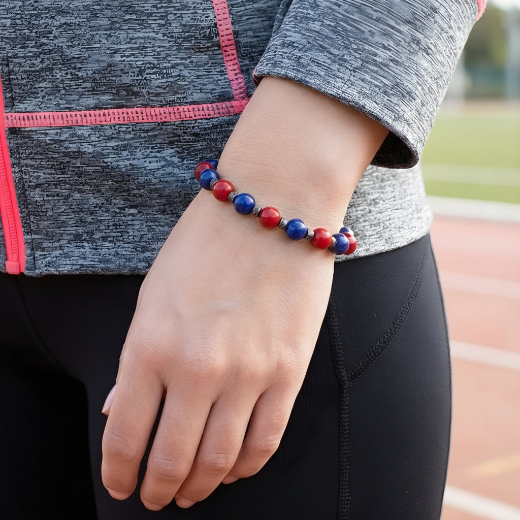 Bracciale Rosso Blu Lapis e Agata Rossa rondelle brunite