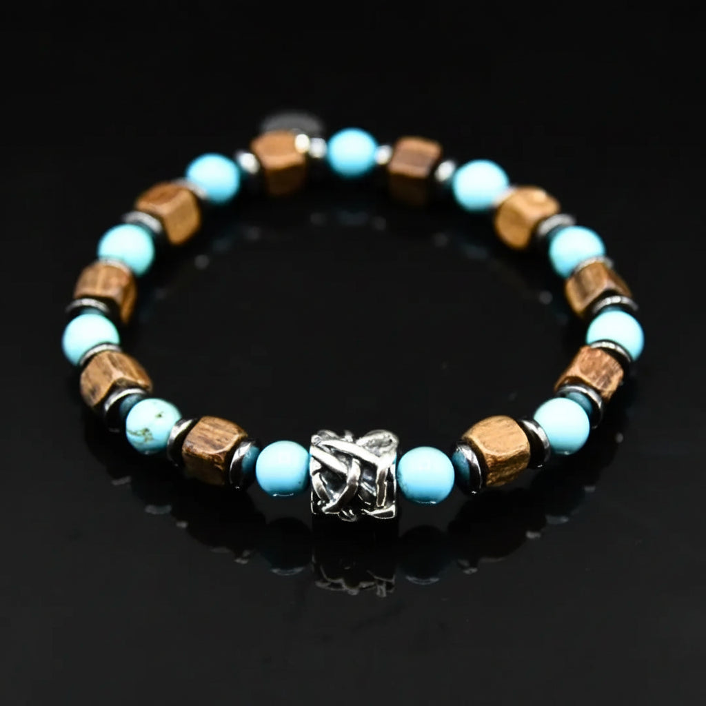 Zenit-Armband – Anschlüsse aus Hämatit-Türkis und Silber