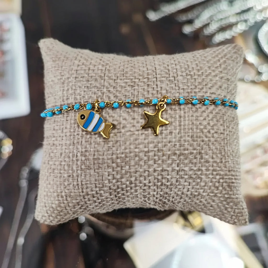 Bracciale Charm Azzurro Laguna Viaggio nelle Profondità Azzurre