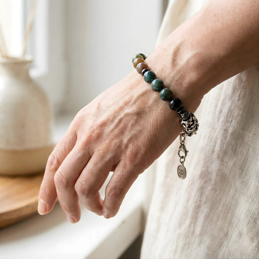Bracciale agata indiana EXPLORER  terminali Argento