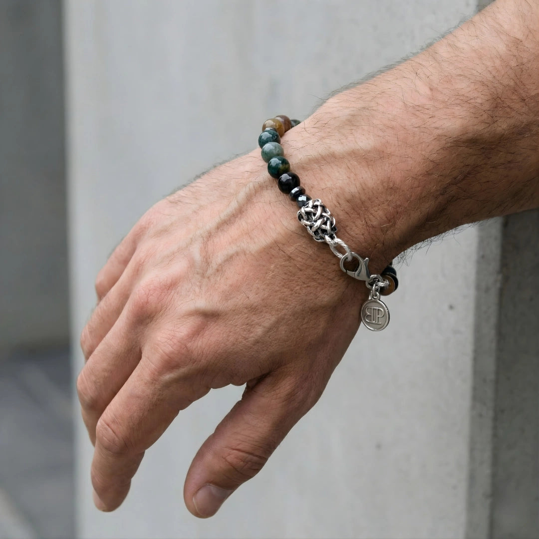 Bracciale agata indiana EXPLORER  terminali Argento