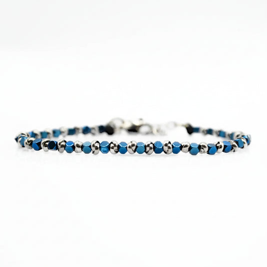 Bracciale Braid Mini 2.0 con Ematite Blu Elettrico
