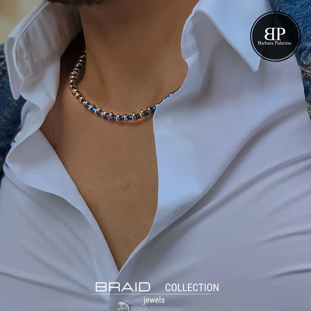 Collana Braid blu lucida Raffinatezza Senza Compromessi