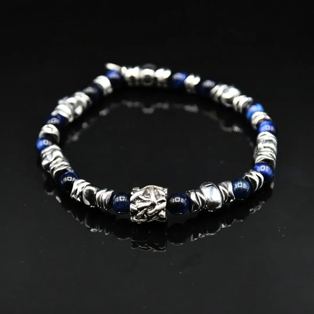 Lila Tigerauge-Armband PASSION mit Silberanschlüssen