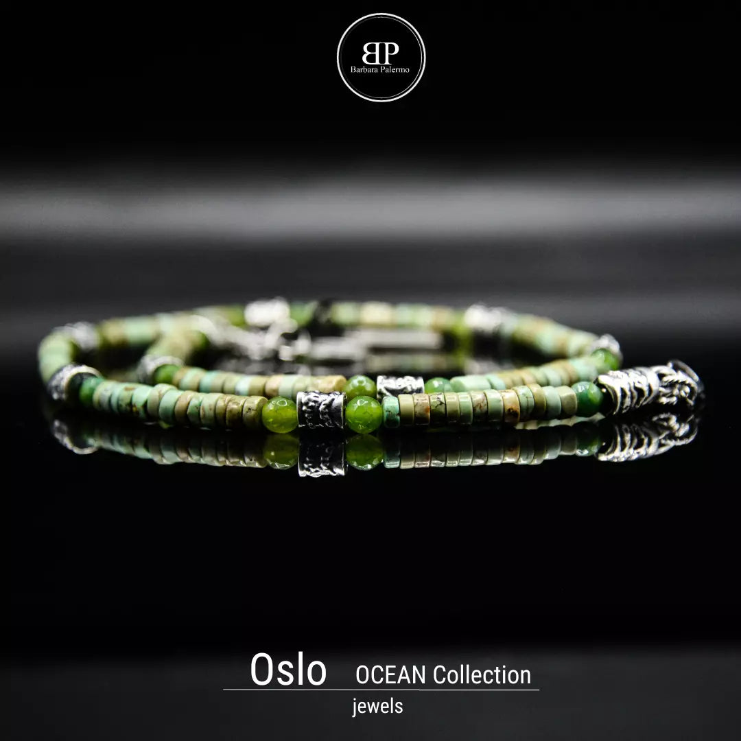Collana agata verde Ocean Oslo Howlite Muschiato Eleganza Ineguagliabile