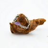 Elastischer Ring mit unregelmäßigem Amethyst und Stahlkugeln