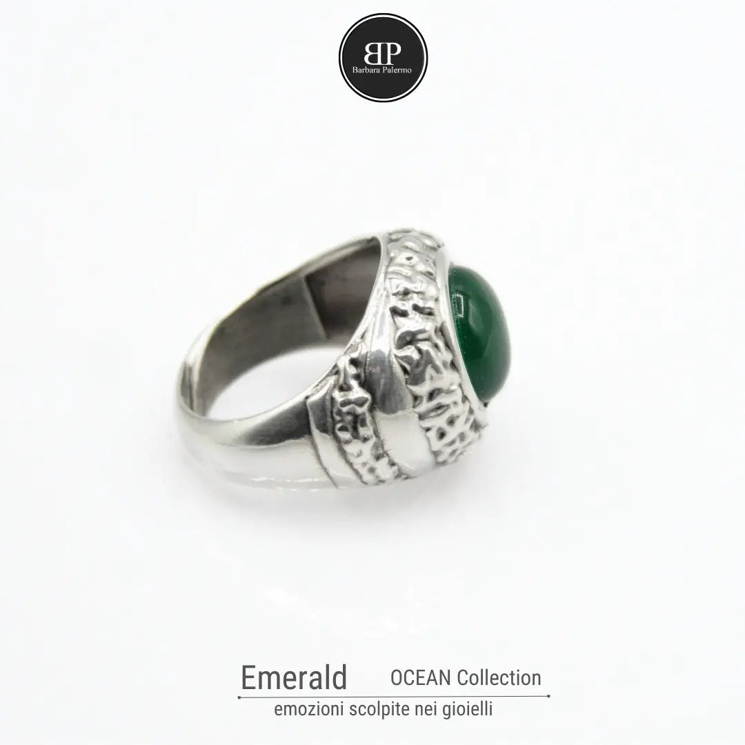 Anello Ocean Emerald con giada verde  Riflesso di Natura Pura