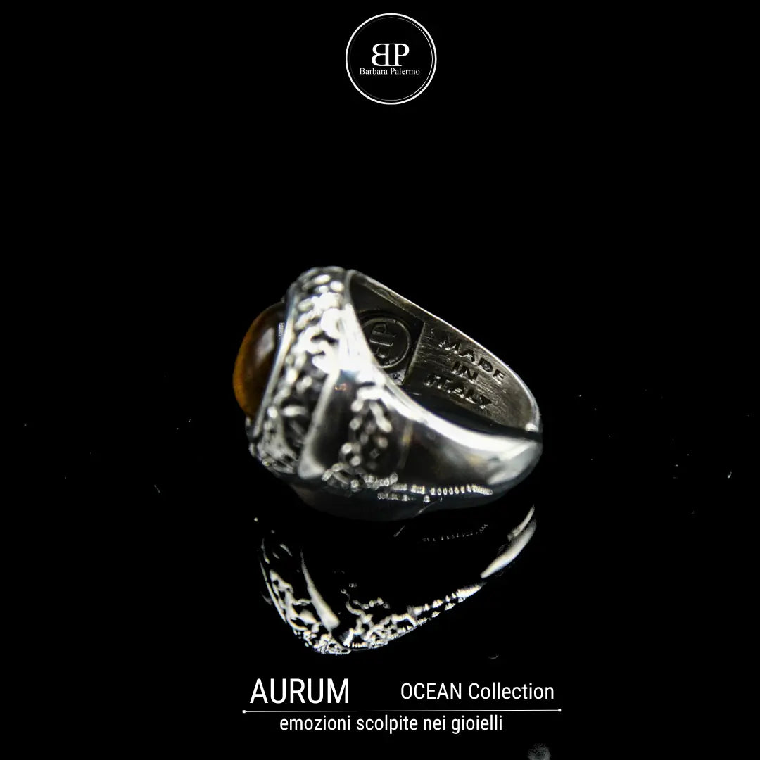 Anello Ocean occhio di tigre Aurum