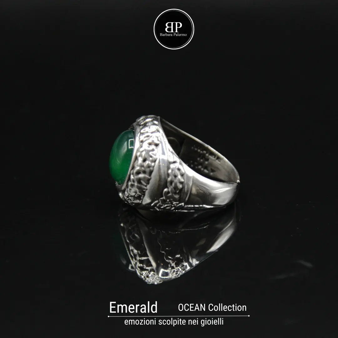 Anello Ocean Emerald con giada verde  Riflesso di Natura Pura