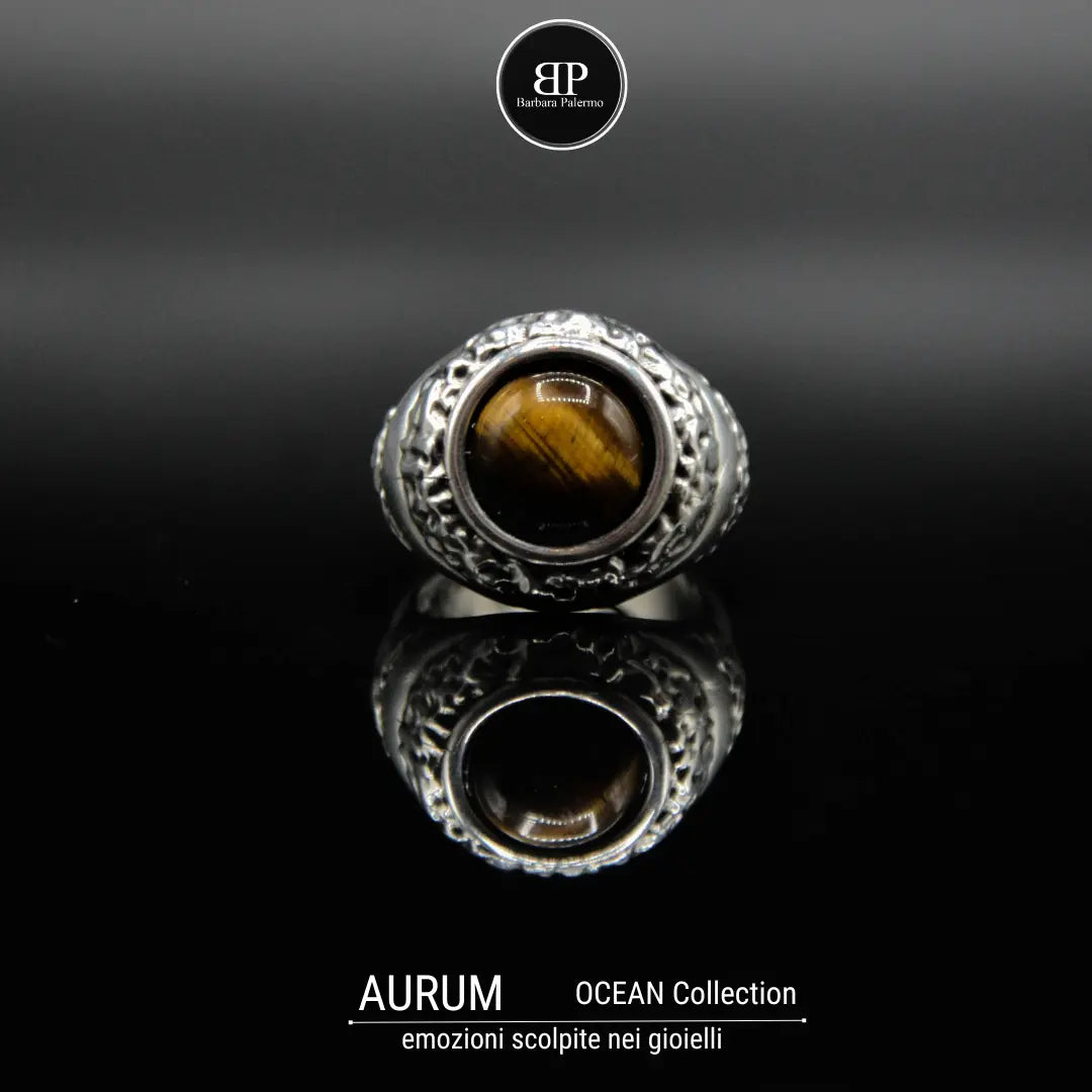 Anello Ocean occhio di tigre Aurum