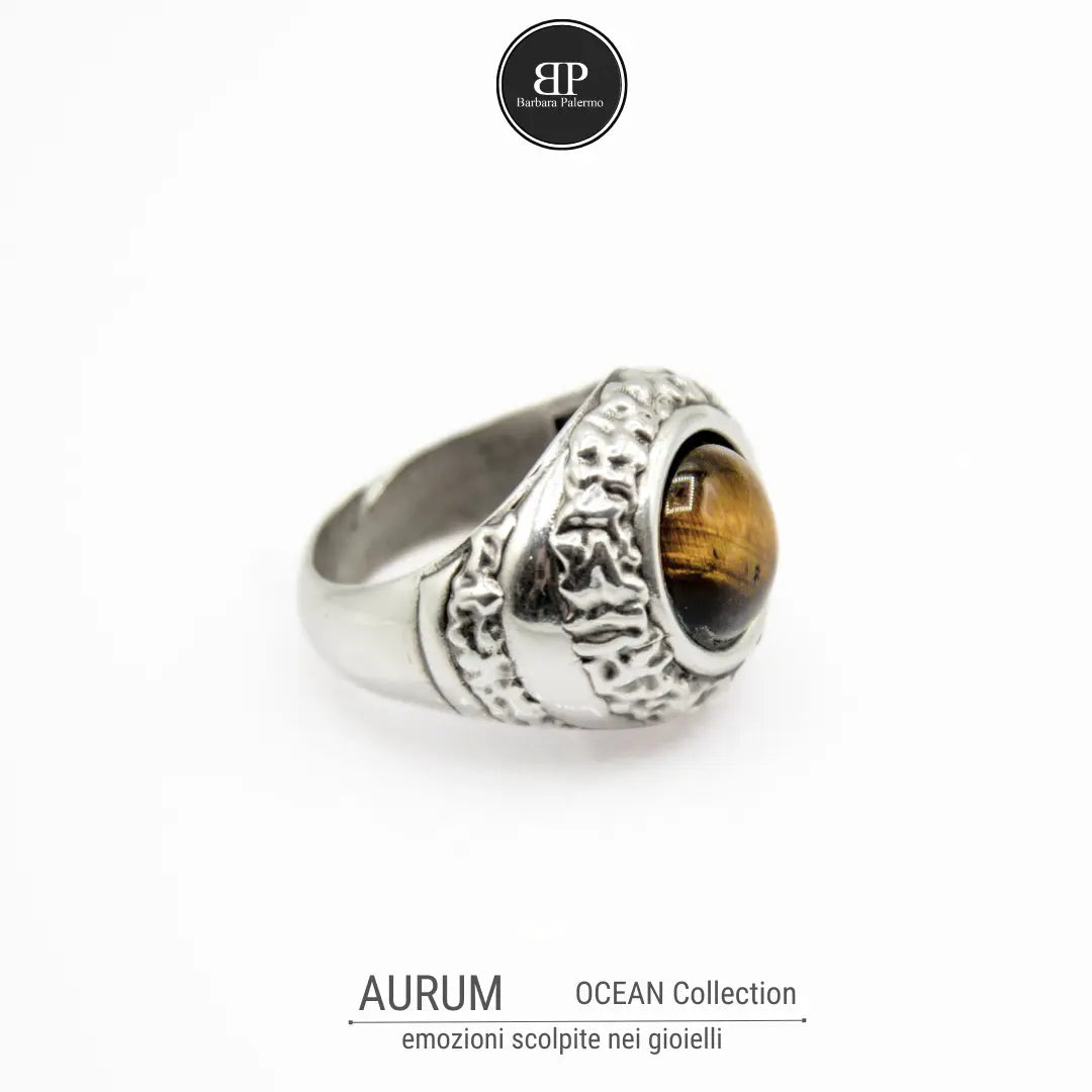 Anello Ocean occhio di tigre Aurum