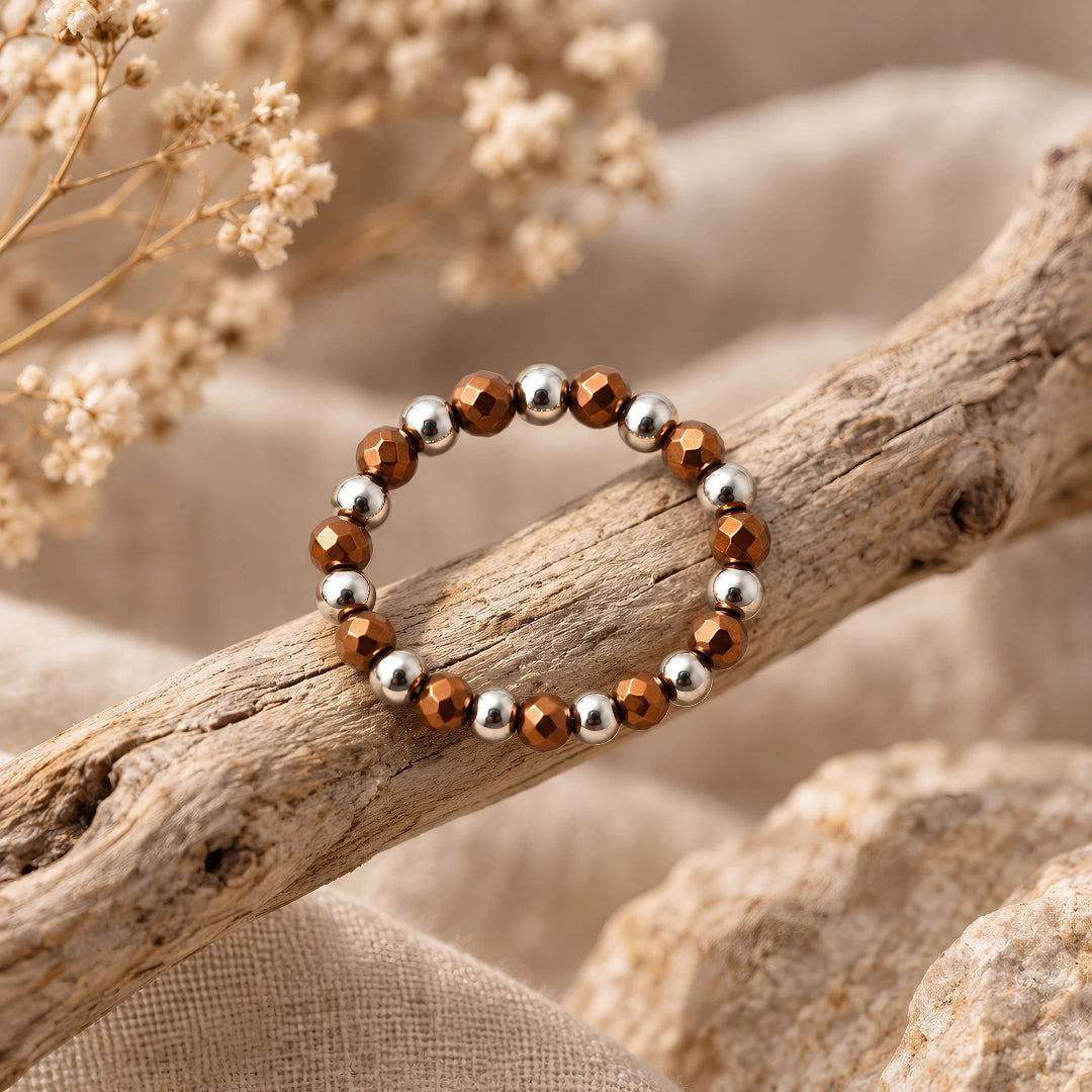 Anello elastico con Ematite Terracotta
