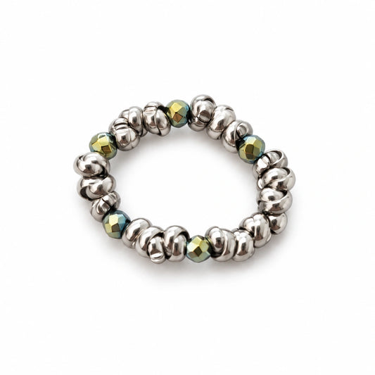 Anello Green Knot Elastic con Ematite Verde