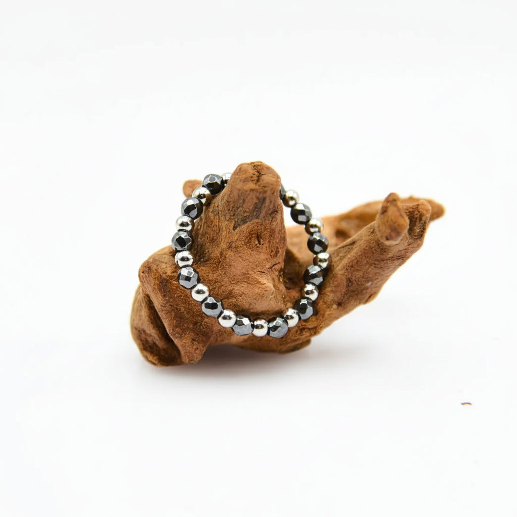 Anello Elastico con Ematite Antracite da 2 mm