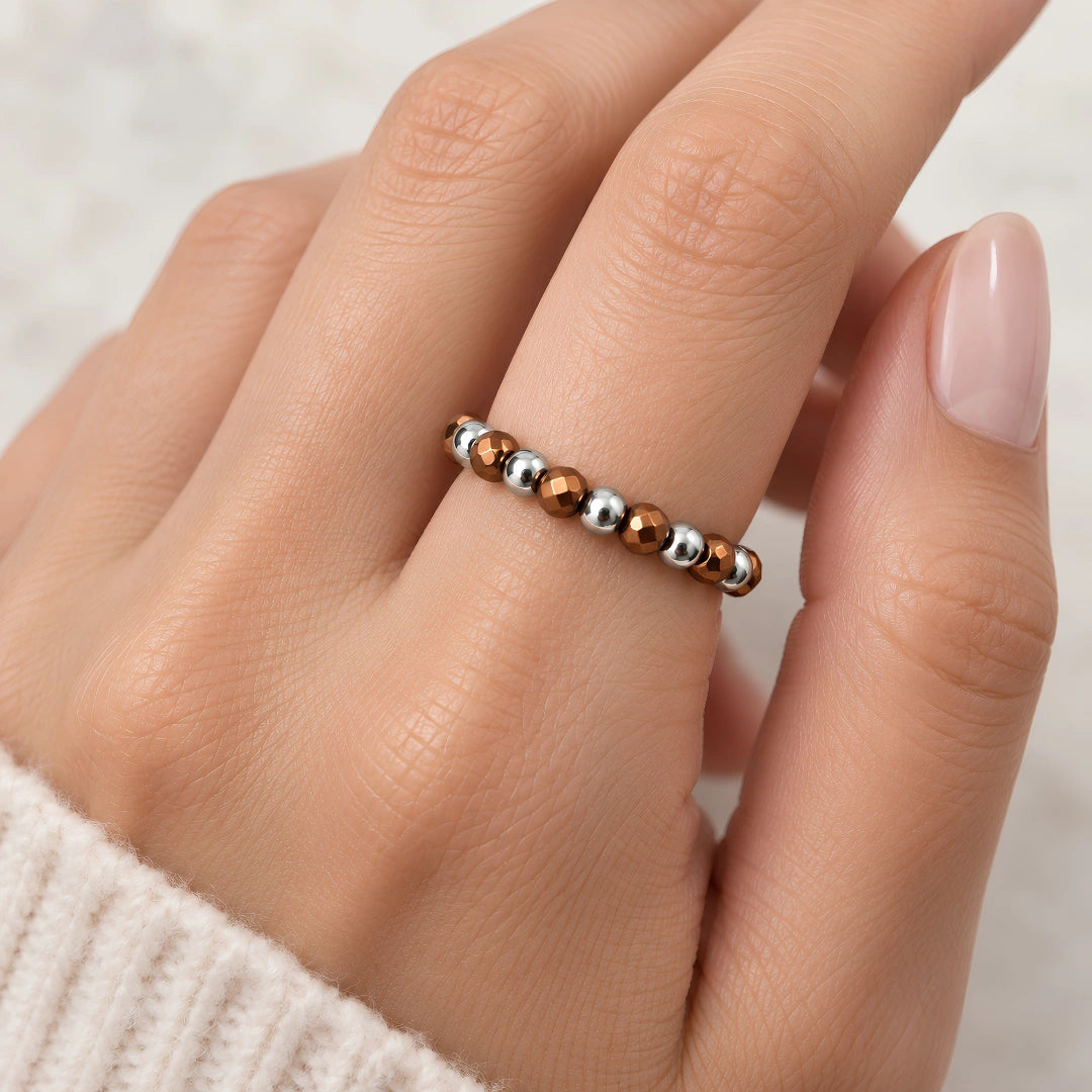 Anello elastico con Ematite Terracotta