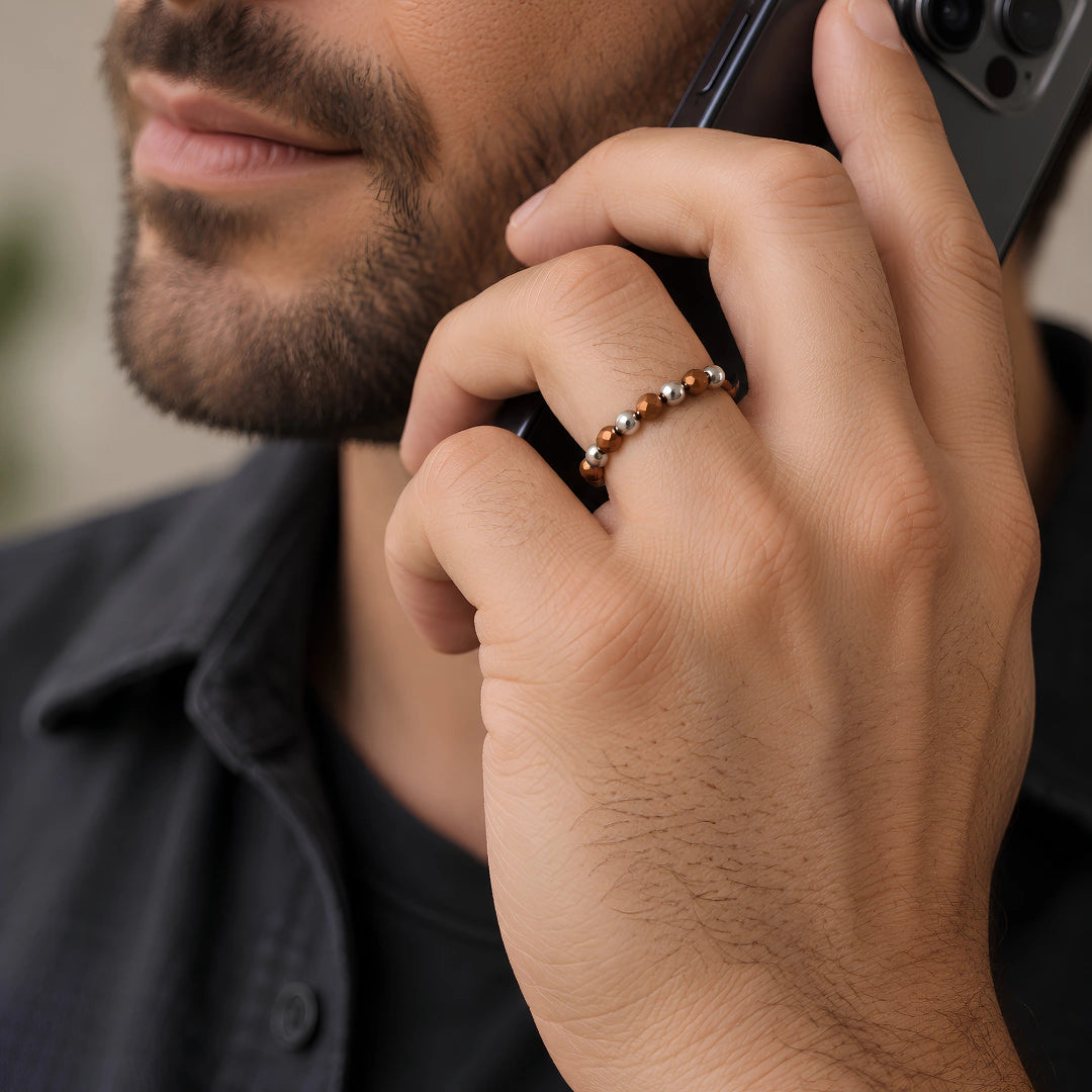 Anello elastico con Ematite Terracotta