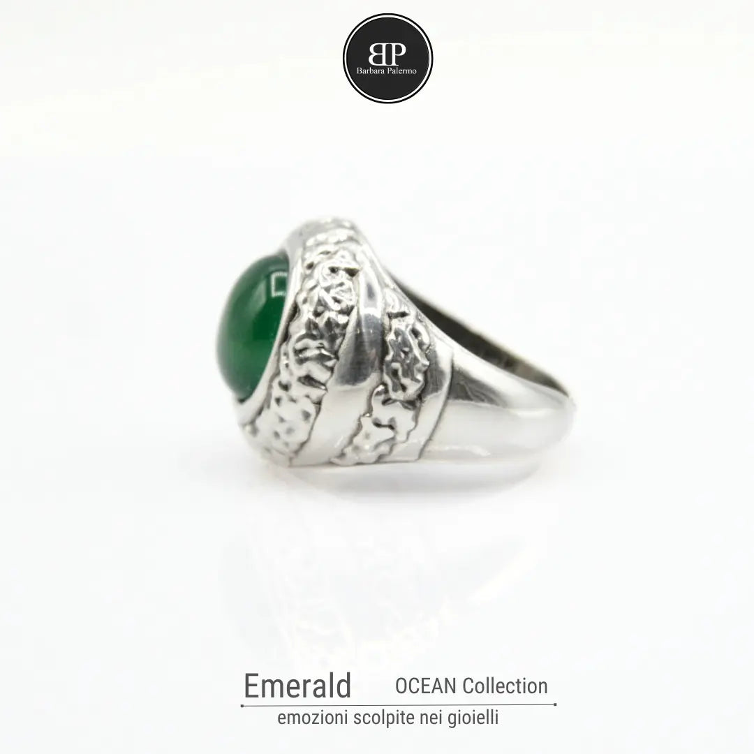 Anello Ocean Emerald con giada verde  Riflesso di Natura Pura