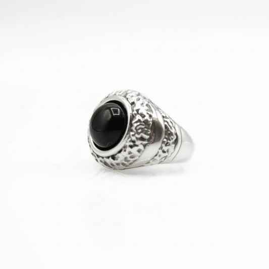 Anello pietra nera Ocean Night con agata