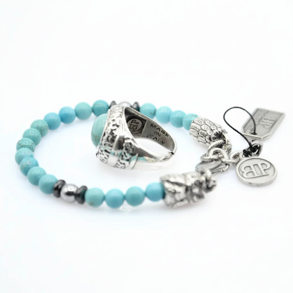 SkyStone Türkis Ring- und Armband-Set