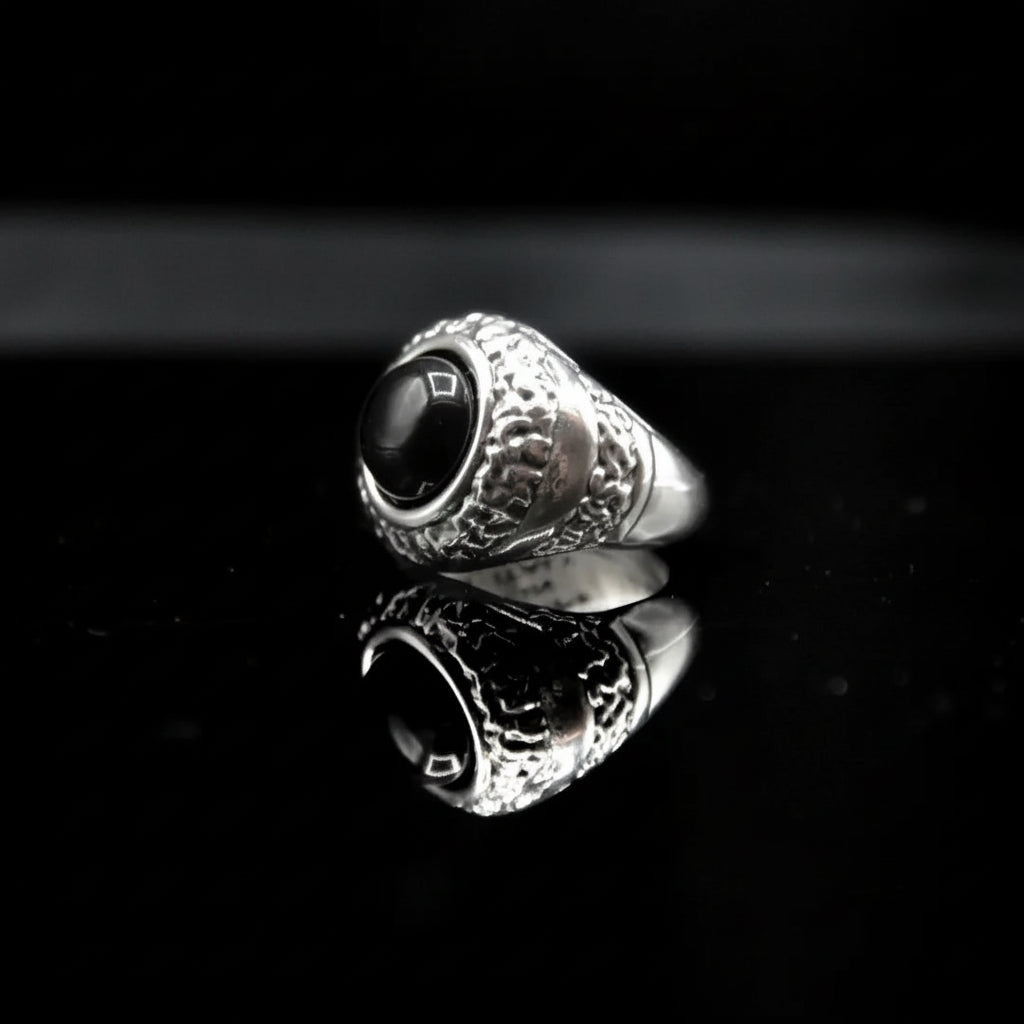 Schwarzer Steinring: OceanNight mit Achat