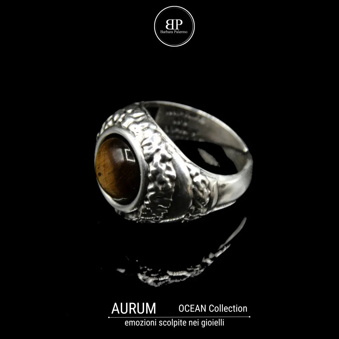 Anello Ocean occhio di tigre Aurum