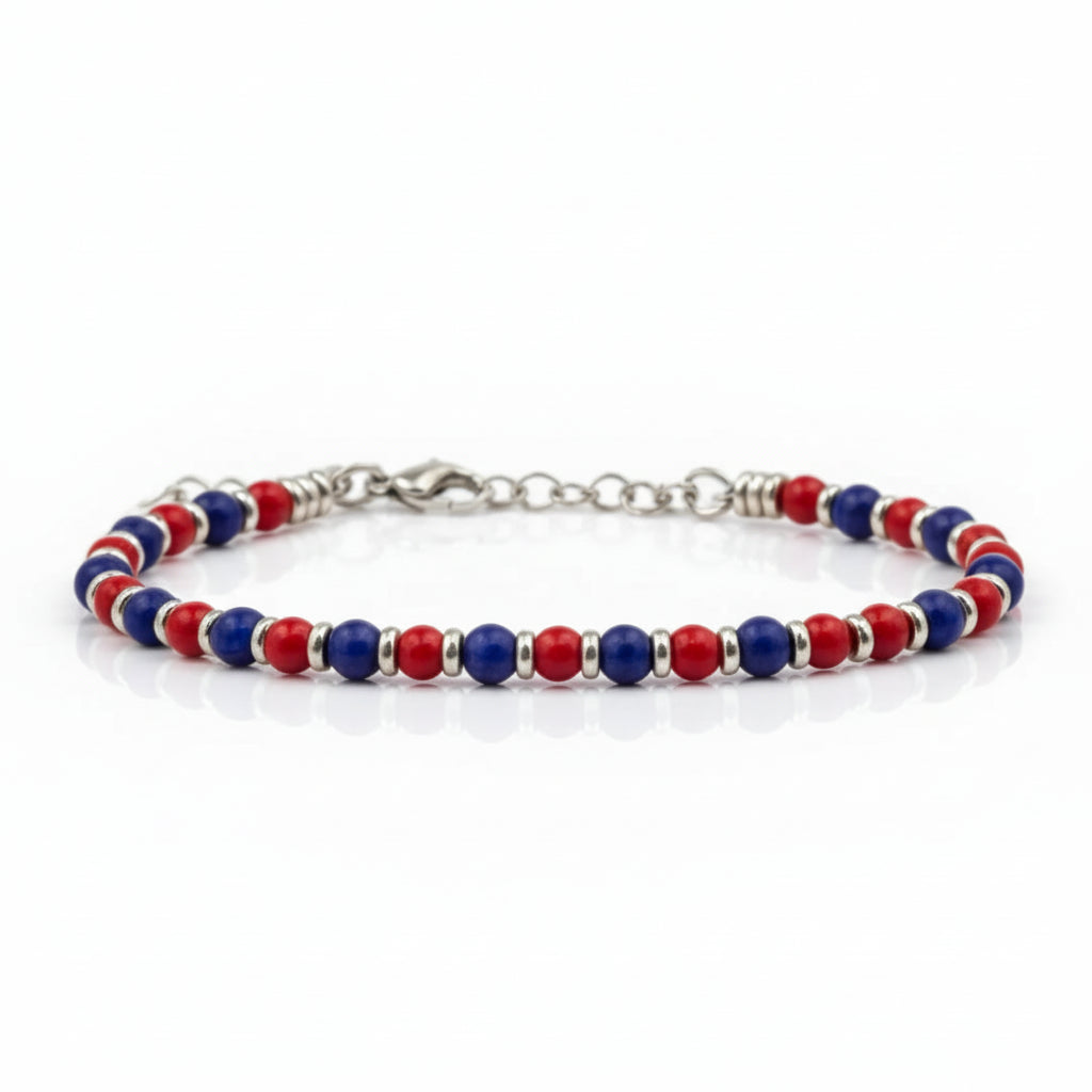 Bracciale Rosso blu Lapis e Agata Rossa 4 mm
