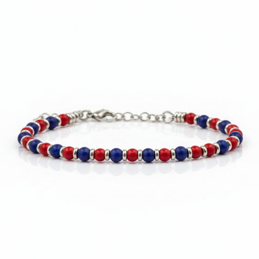 Bracciale Rosso blu Lapis e Agata Rossa 4 mm