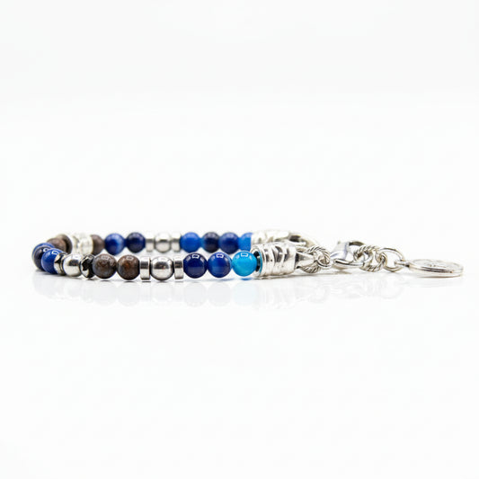 Bracciale Ossidiana Agata blu Ematite Argento Ocean Miami