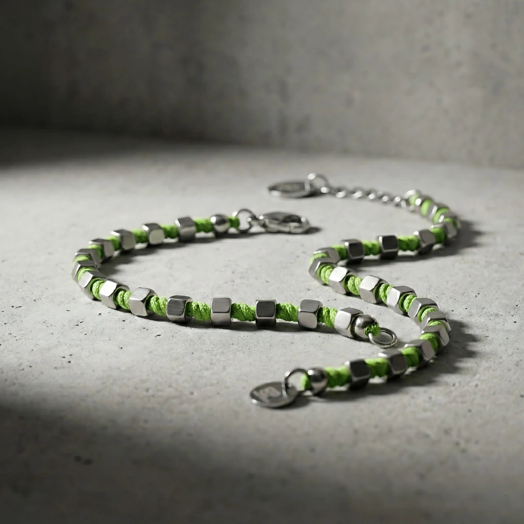 Bracciale Luminex Verde  Cubi Ematite