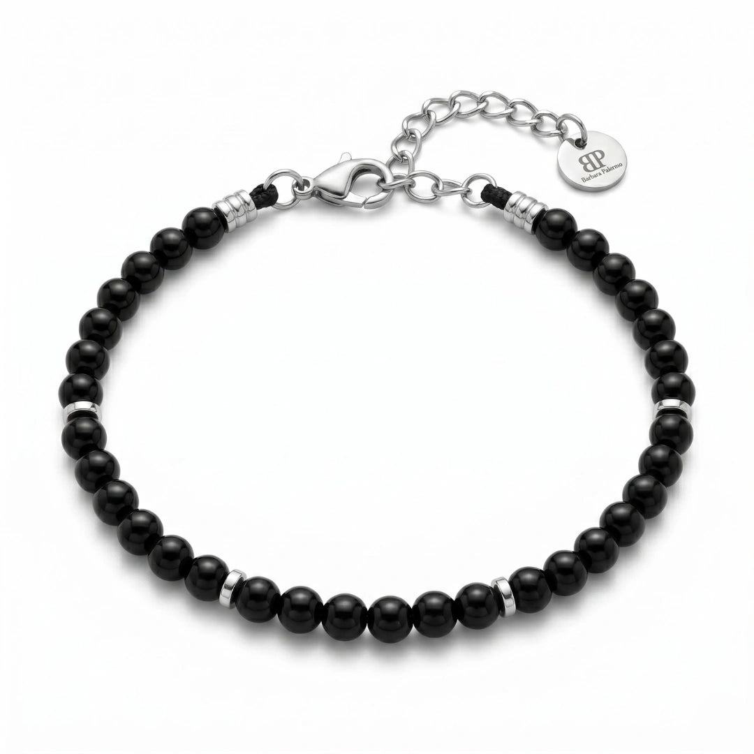 Bracciale Stones Onice Nero 4 mm