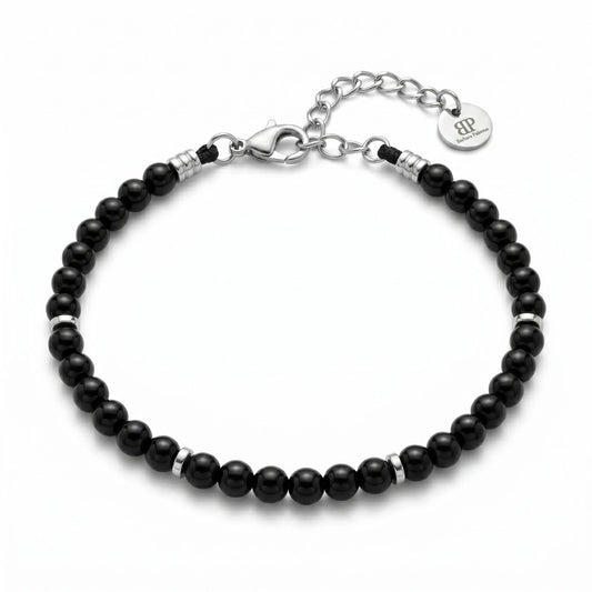 Bracciale Stones Onice Nero 4 mm