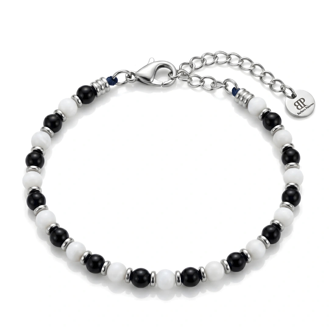 Bracciale Bianco Nero Tifosi in Agata e Onice