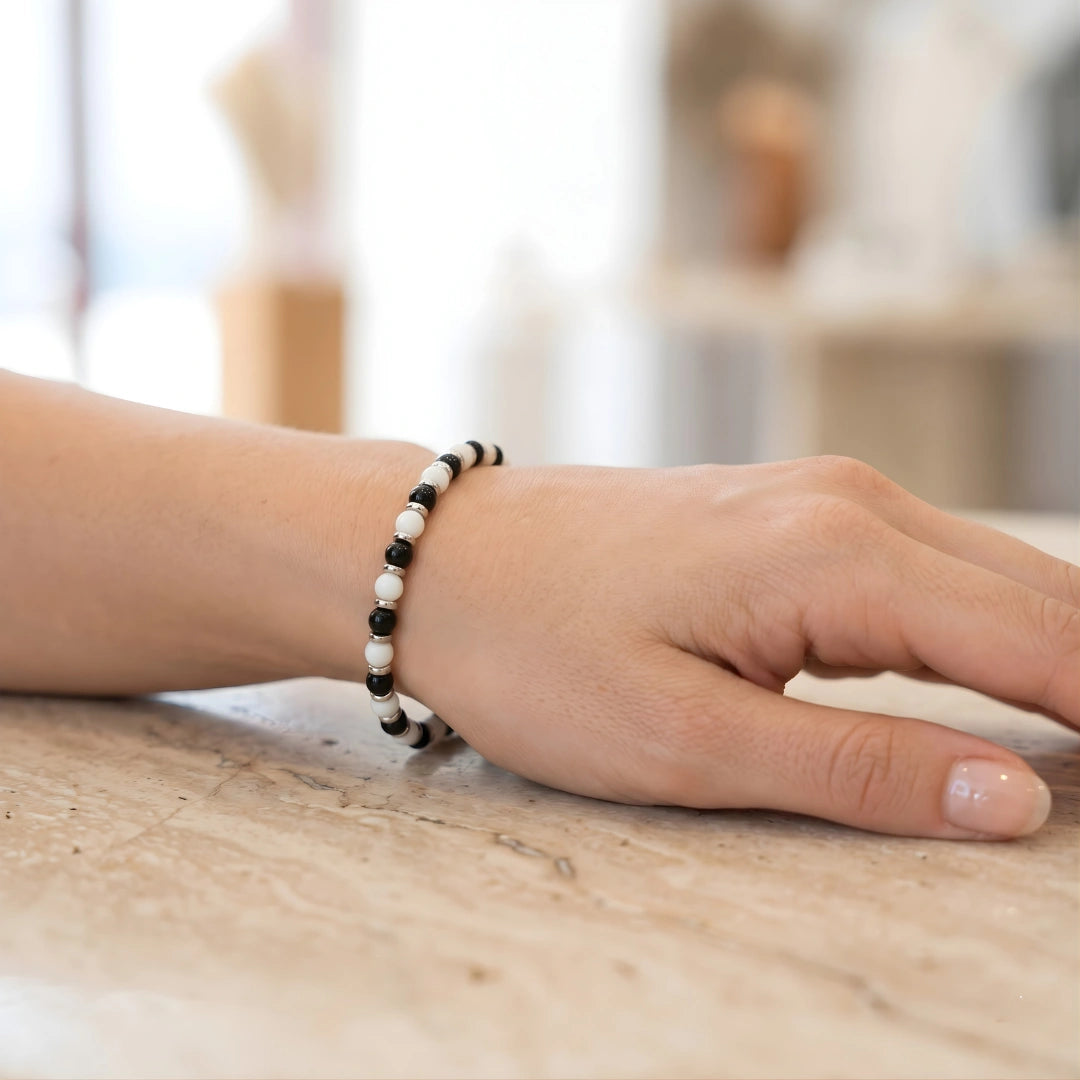 Bracciale Bianco Nero Tifosi in Agata e Onice