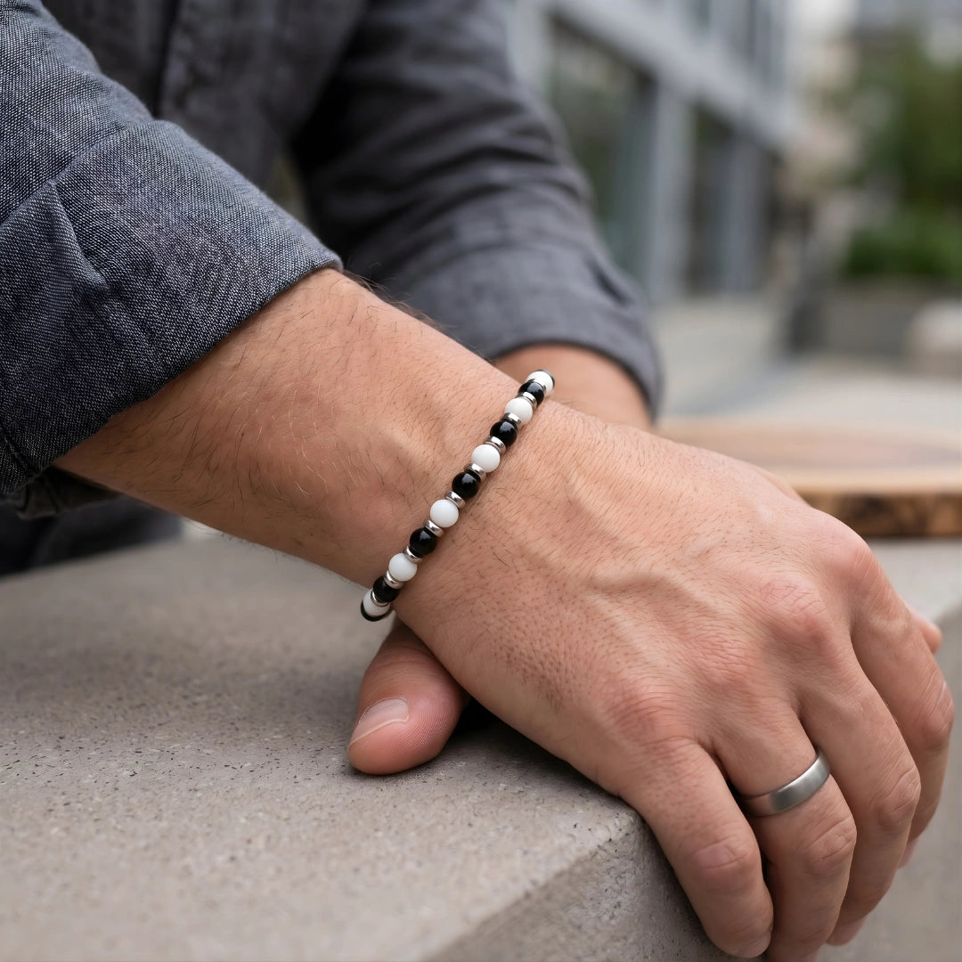Bracciale Bianco Nero Tifosi in Agata e Onice
