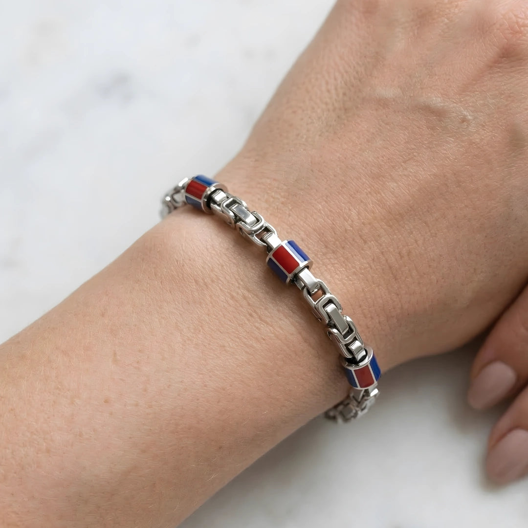 Bracciale Rosso Blu  Tifosi Bold 02 acciaio 316 L