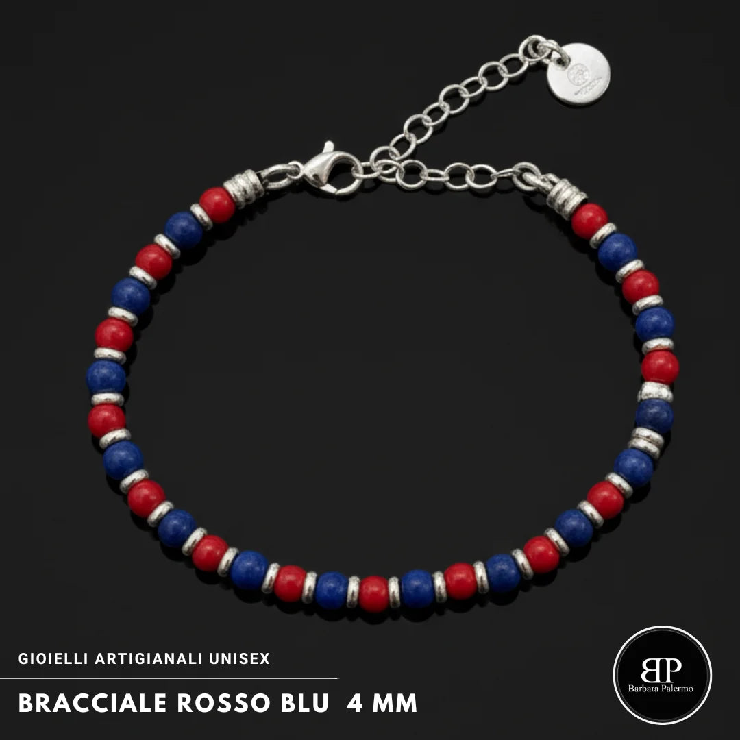 Bracciale Rosso blu Lapis e Agata Rossa 4 mm