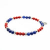 Bracciale Rosso Blu con Lapis e Agata Rossa  Elastico