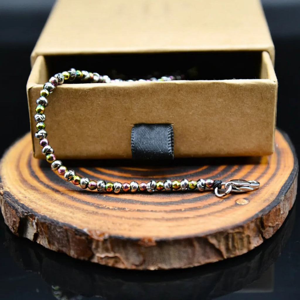 Bracciale Braid Mini 2.0 con Ematite Multicolor Sfaccettata