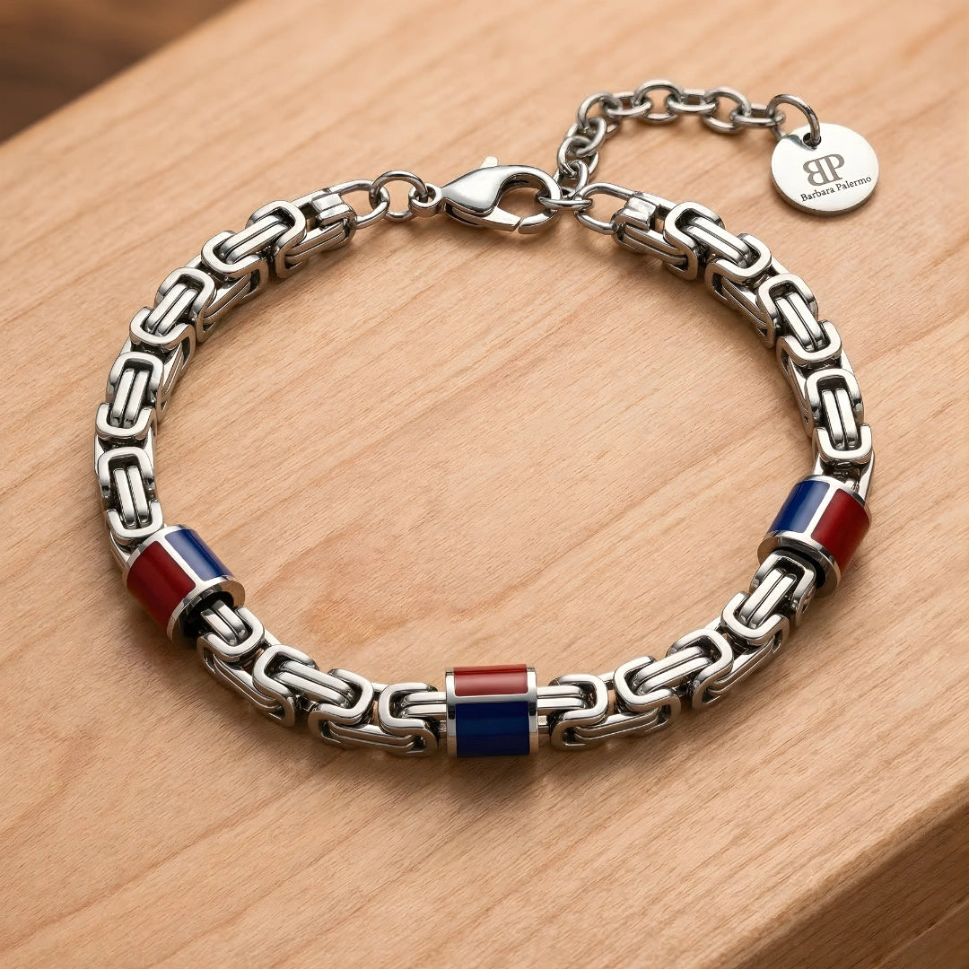 Bracciale Rosso Blu  Tifosi Bold 02 acciaio 316 L