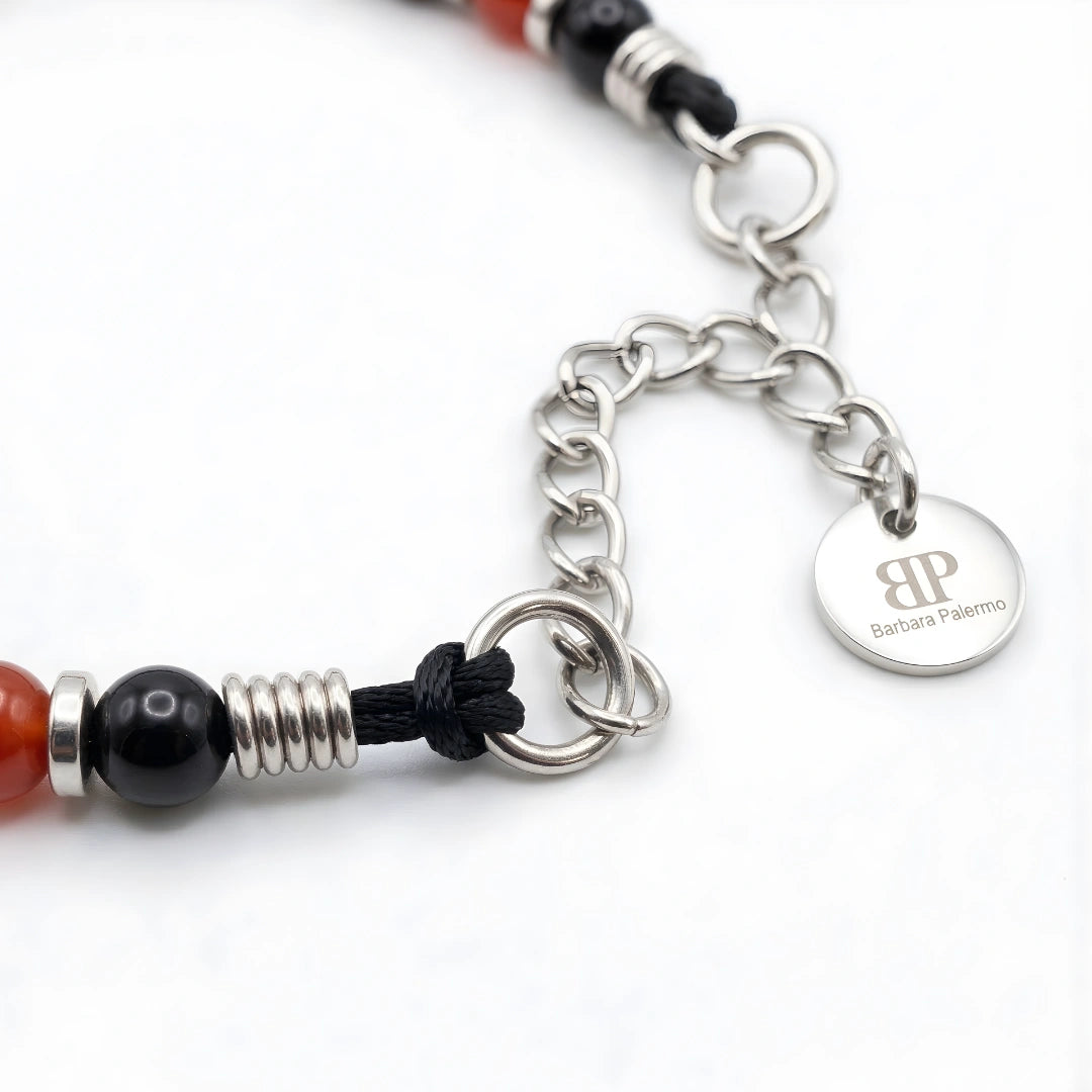 Bracciale Rosso Nero Sport – Agata Rossa e Onice Nero 4 MM