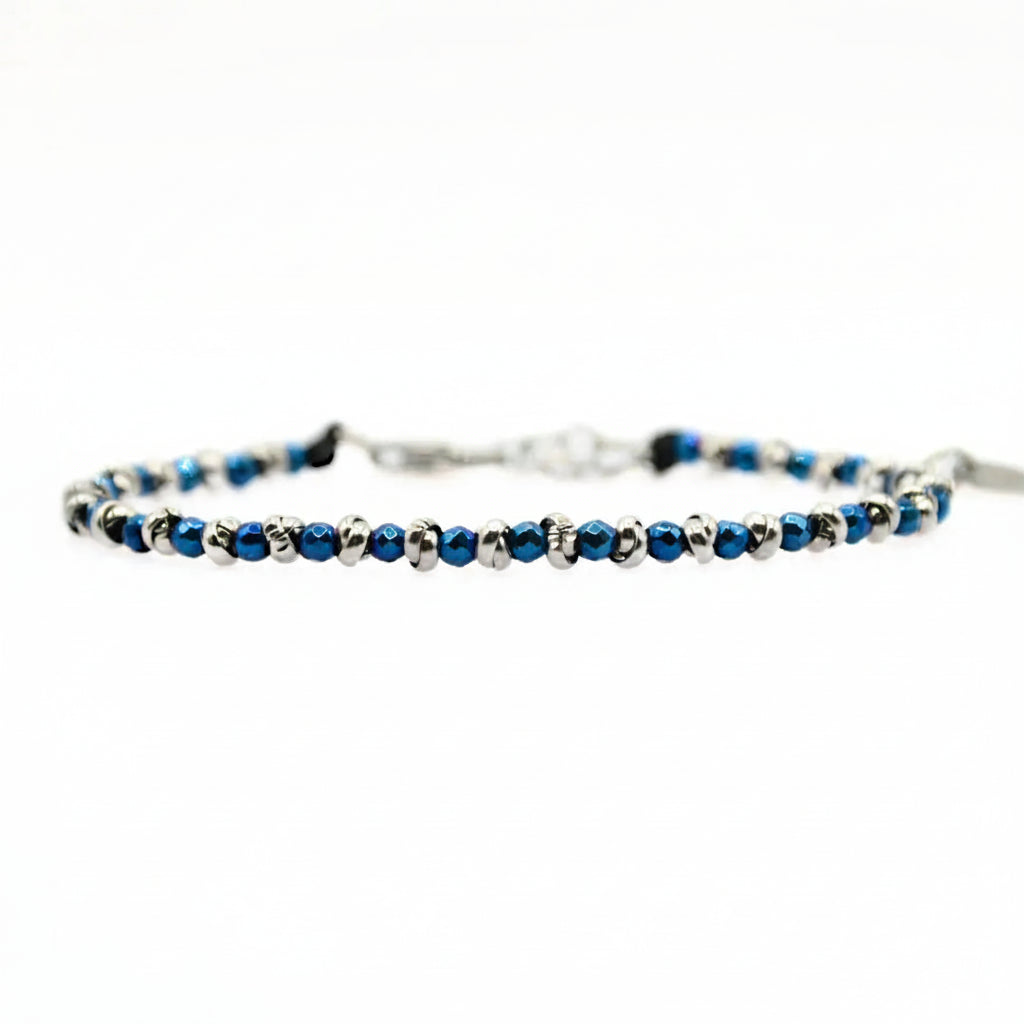 Braid Mini 2.0 Armband mit facettiertem, poliertem blauem Hämatit