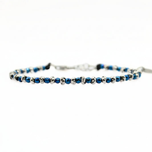 Bracciale Braid Mini 2.0 con Ematite Blu Lucida Sfaccettata