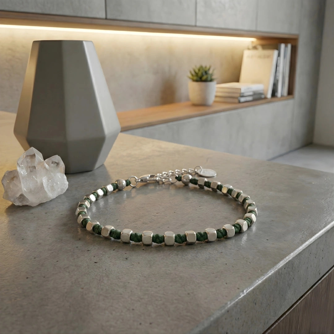 Bracciale Luminex Verdone  Cubotti Ematite Argento