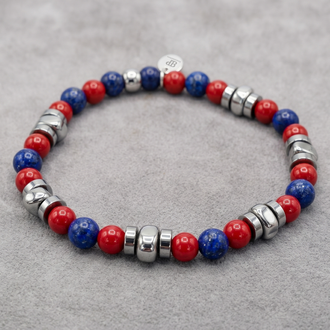 Bracciale Rosso Blu Bologna 05 elastico