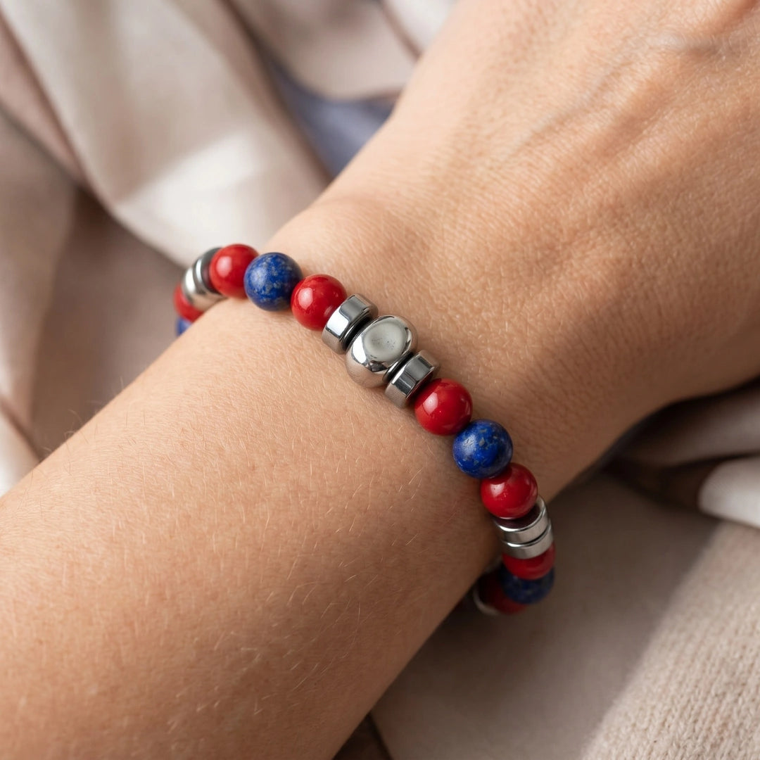 Bracciale Rosso Blu Bologna 05 elastico