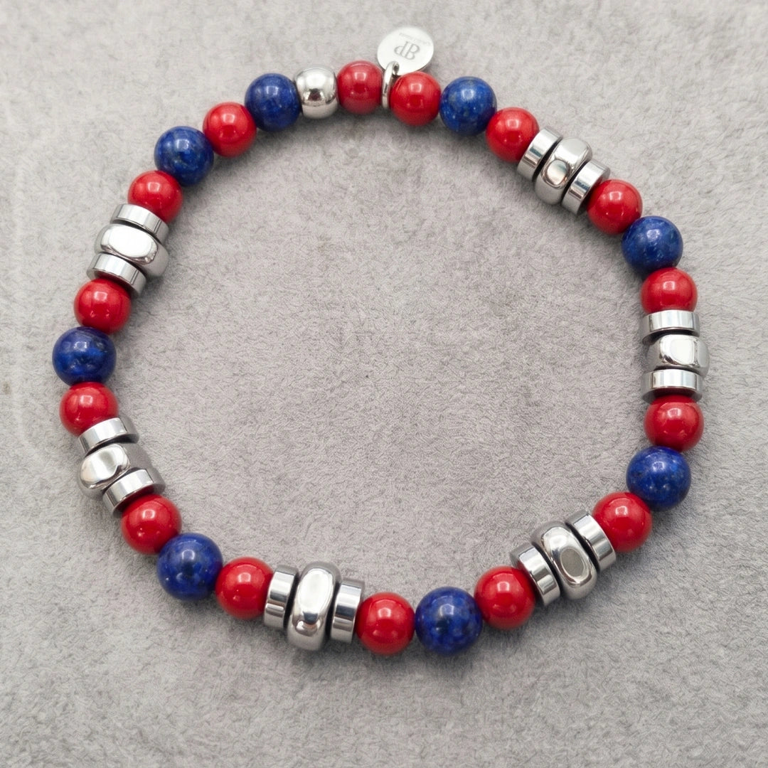 Bracciale Rosso Blu Bologna 05 elastico