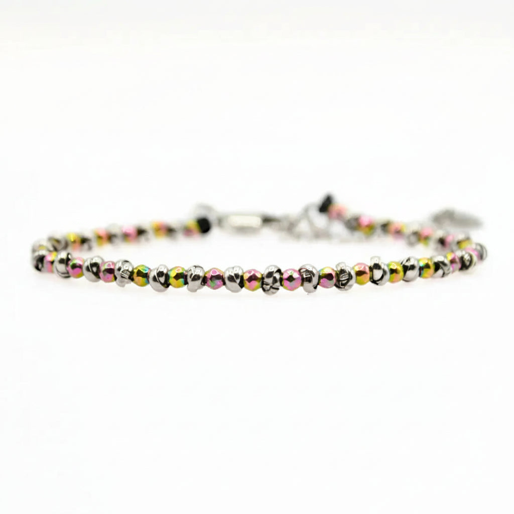 Bracciale Braid Mini 2.0 con Ematite Multicolor Sfaccettata