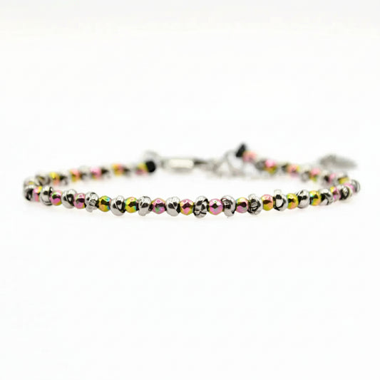 Bracciale Braid Mini 2.0 con Ematite Multicolor Sfaccettata