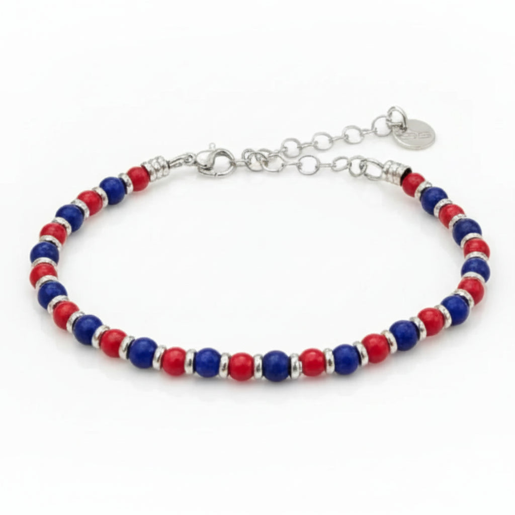 Bracciale Rosso blu Lapis e Agata Rossa 4 mm
