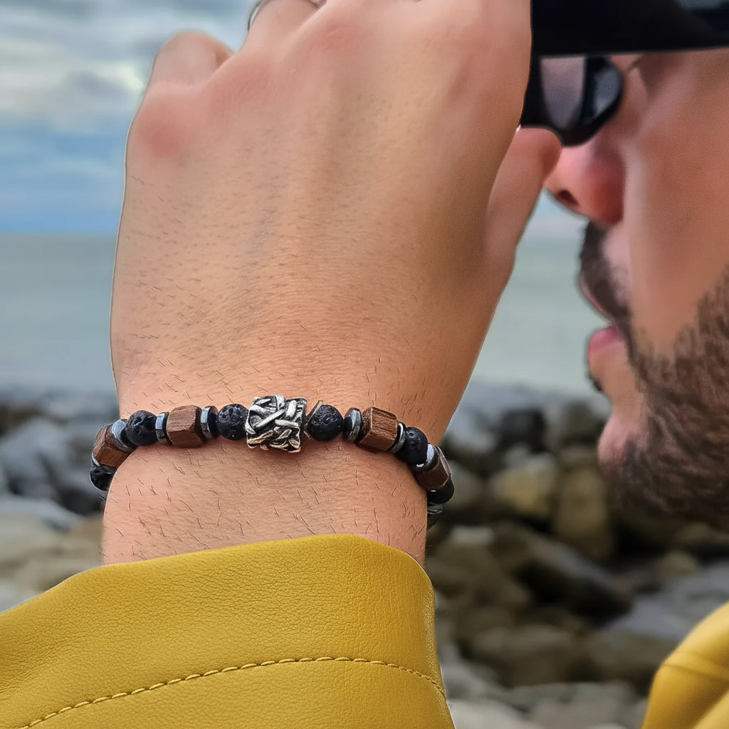 Zenit-Armband – Anschlüsse aus Hämatit-Türkis und Silber